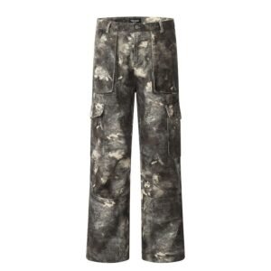 American High Street Multi-pocket Dirty Dyed Moss Camouflage Cargo Pants Men And Women – Camouflage, XL