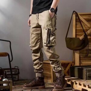 American Workwear Pants Men’s Straight Functional Outdoor Tactics Casual Pants – Khaki, 3XL