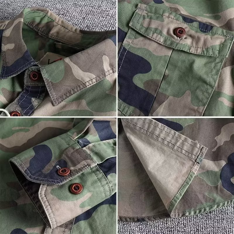 Washed Camouflage American Overalls Long Sleeve Shirt - Image 9