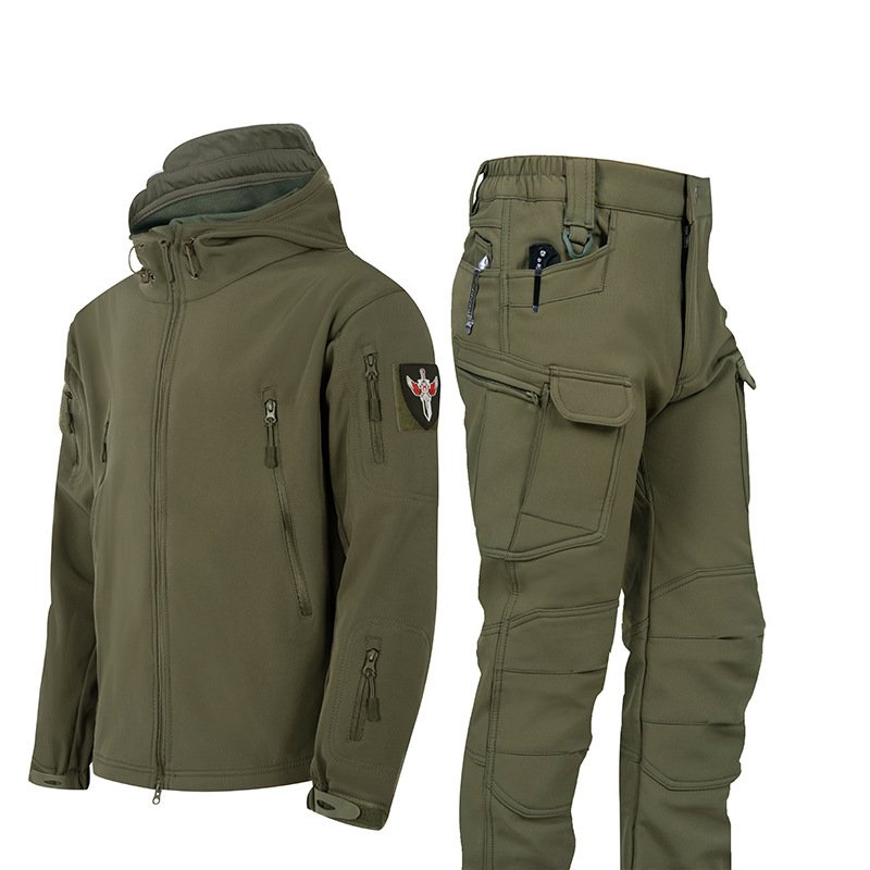 Ruins Russian Camouflage Shark Skin Shell Jacket Suit Fleece-lined Waterproof Tactical Suit - Image 2