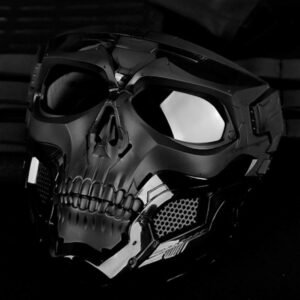 Skull camouflage tactical full face mask – Black lens