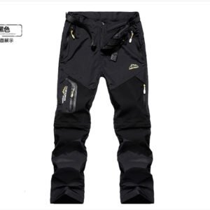 Two Detachable Shorts Summer Quick-Drying Stretch Hiking Pants – Black, 2XL