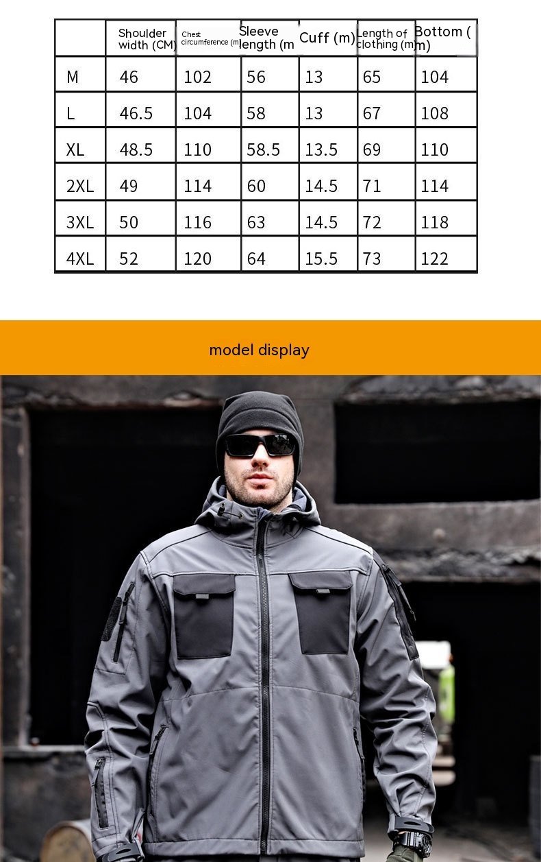 Tactical Soft Shell Jacket Tactical Windbreaker Waterproof Outdoor - Image 9