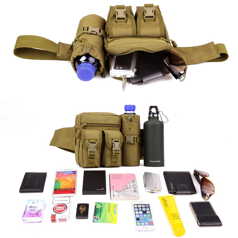 Camping Outdoor Waist Bag Tactical Nylon Waterproof Military Bag With Water Bottle Pockets For Traveling Riding Travel Hiking Climbing - Image 8