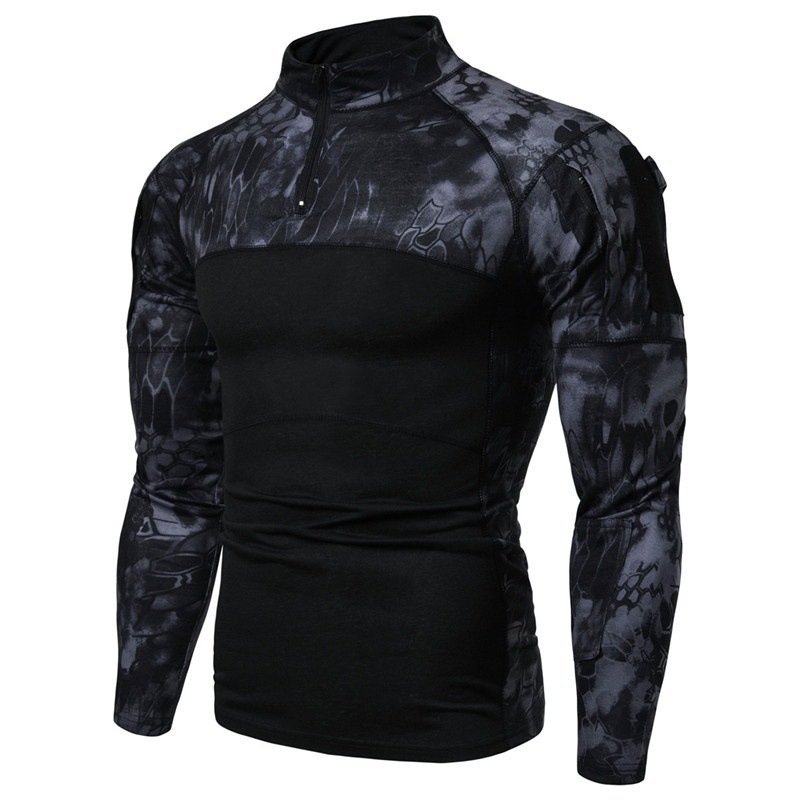 Men's Camouflage Long Sleeve Zipper Pocket T-Shirt - Image 3