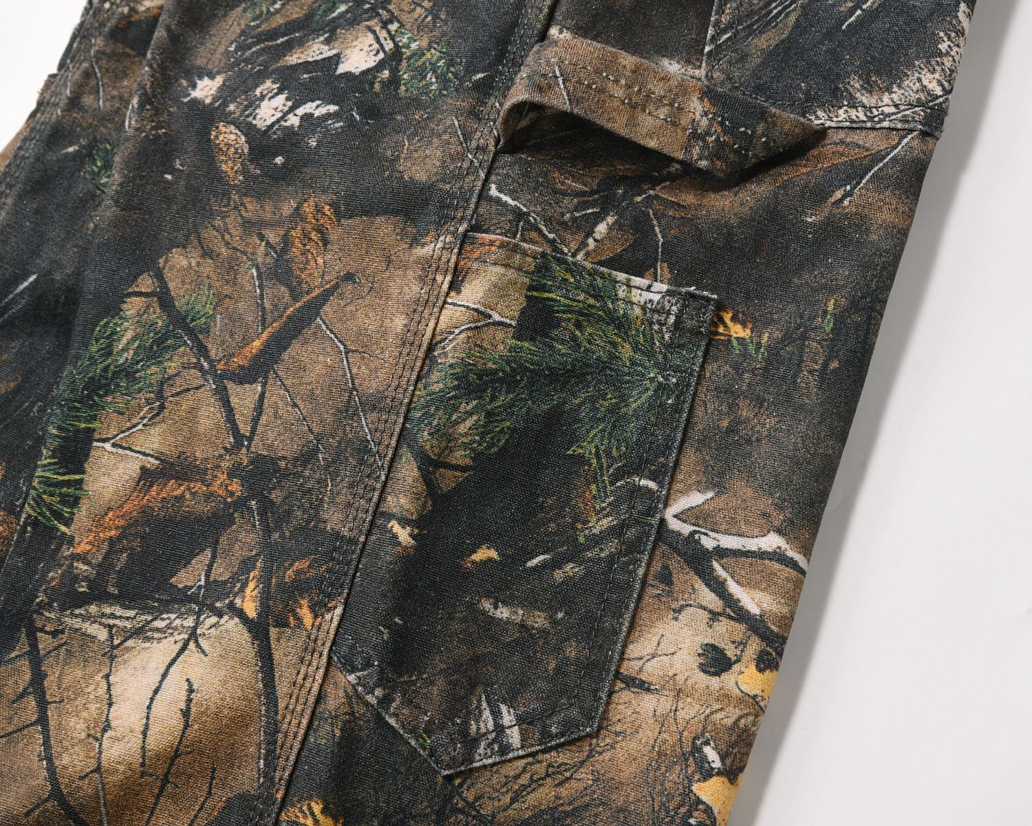 American Retro Safari Jacket Dead Leaf Camouflage Distressed Street Tactics Full Printed Branch Pants - Image 5