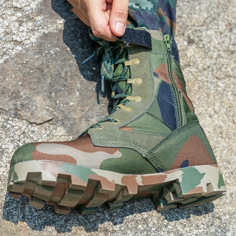 Spring High-top Breathable Zipper Army Fan Combat Boots Outdoor Combat - Image 2