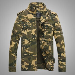 Tactical Camouflage Denim Jacket – Khaki, XL