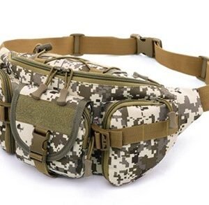 Army fan bag men’s sports outdoor large-capacity waterproof tactics pockets cycling travel running multi-function chest bag – Camouflage B