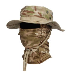 Camouflage Boonie Hat Army Summer Breathable Sun-proof Army Fans Rounded Hat – Desert CP, Round Cap Suit