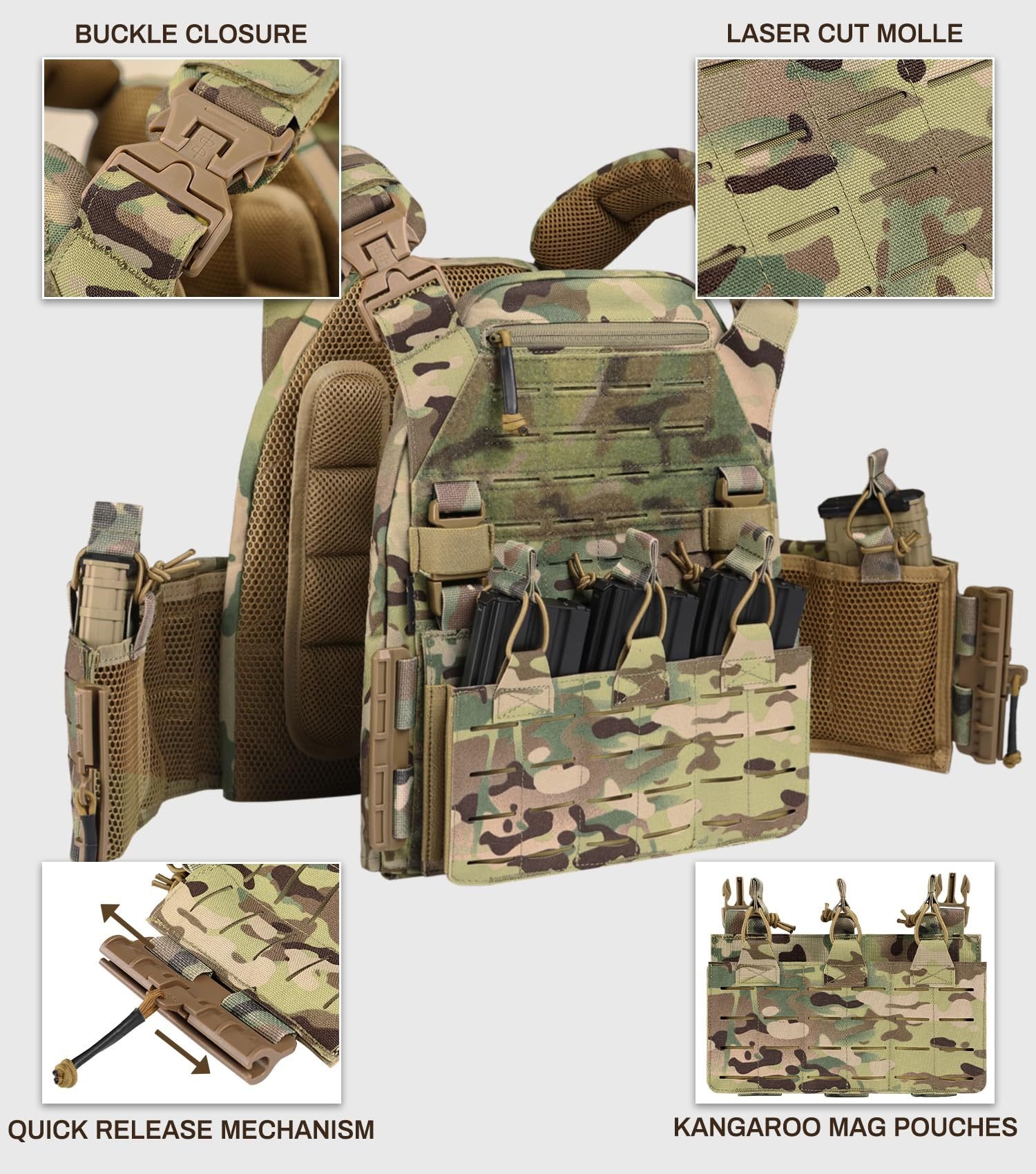 Tactical Vest Quick Release Airsoft Weighted Military Breathable Vests - Image 4