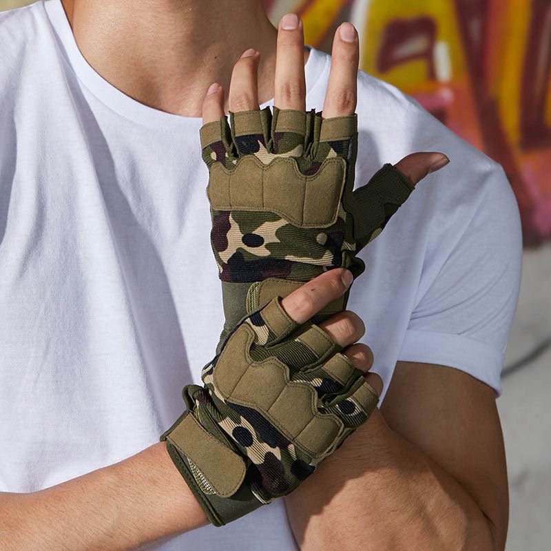 Men's And Women's Camouflage Outdoor Half-finger Gloves - Image 6