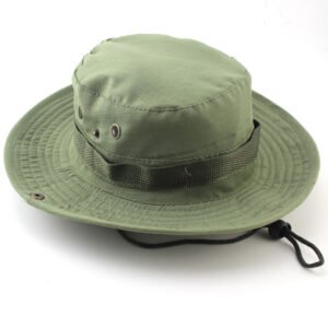 Panama Bucket Hat Outdoor Men Summer Fishing Hunting Military Safari Boonie Cotton Unisex Women Summer Bob Sun Camo Amy Green – Light army green, One size