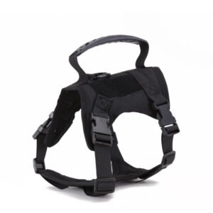Tactical Cat Harness Small Dog Collar Adjustable 600D Nylon – BlackHarness
