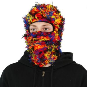 Balaclava Men’s And Women’s Knitted Camouflage Headgear Personality Fashion Wool Hat – Rainbow Camo, 56 59cm
