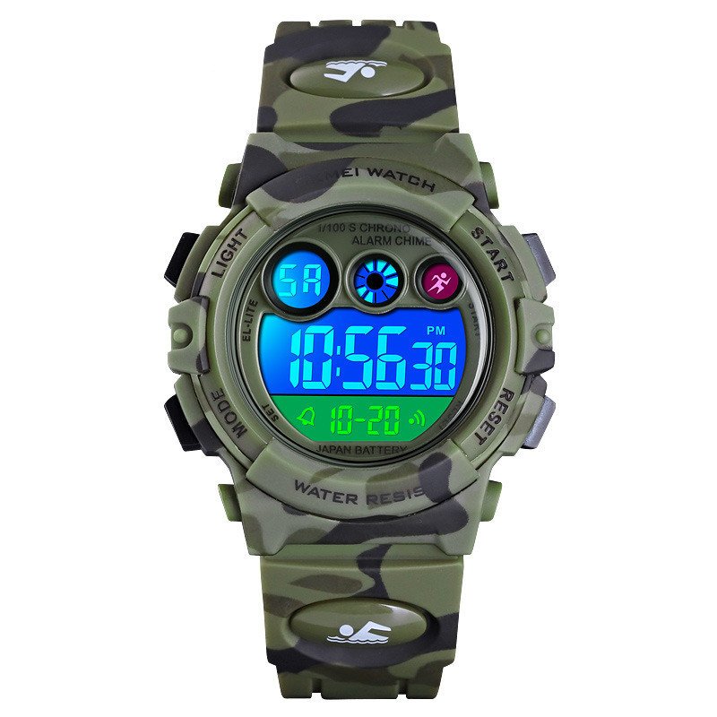 LED Lights Camouflage Military Waterproof Electronic Children's Watch - Image 2