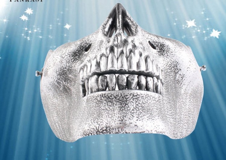 Warrior Army Fan Field Horror Bloody Skull Half Face Mask - Image 4