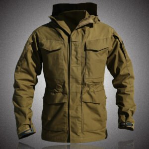Men’s Outdoor Tactical Windbreaker Jacket – Brown, XL