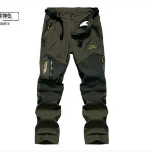 Two Detachable Shorts Summer Quick-Drying Stretch Hiking Pants – Green, XL