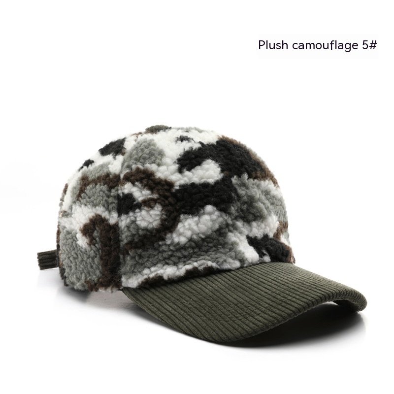 Autumn Winter Assorted Colors Plush Camouflage Outdoor Keep Warm Baseball Cap - Image 6