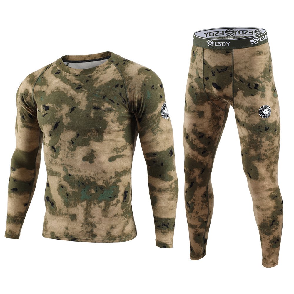 ESDY Men's Exercise Camouflage Dralon Thermal Underwear Suit - Image 4