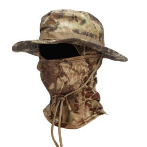 Camouflage Boonie Hat Army Summer Breathable Sun-proof Army Fans Rounded Hat – Python Yellow, Round Cap Suit