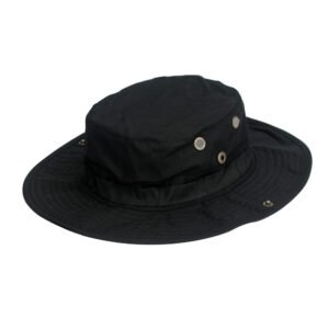Camouflage Boonie Hat Army Summer Breathable Sun-proof Army Fans Rounded Hat – Black Single Hat, Round Cap Suit