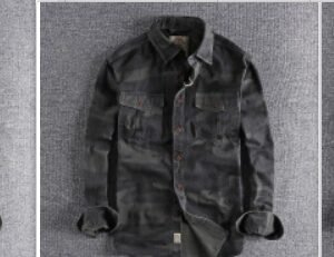 Washed Camouflage American Tooling Long-sleeved Shirt Men – Set, XL