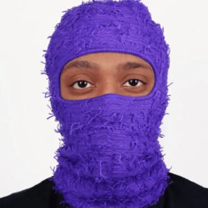Balaclava Men’s And Women’s Knitted Camouflage Headgear Personality Fashion Wool Hat – Purple, 56 59cm