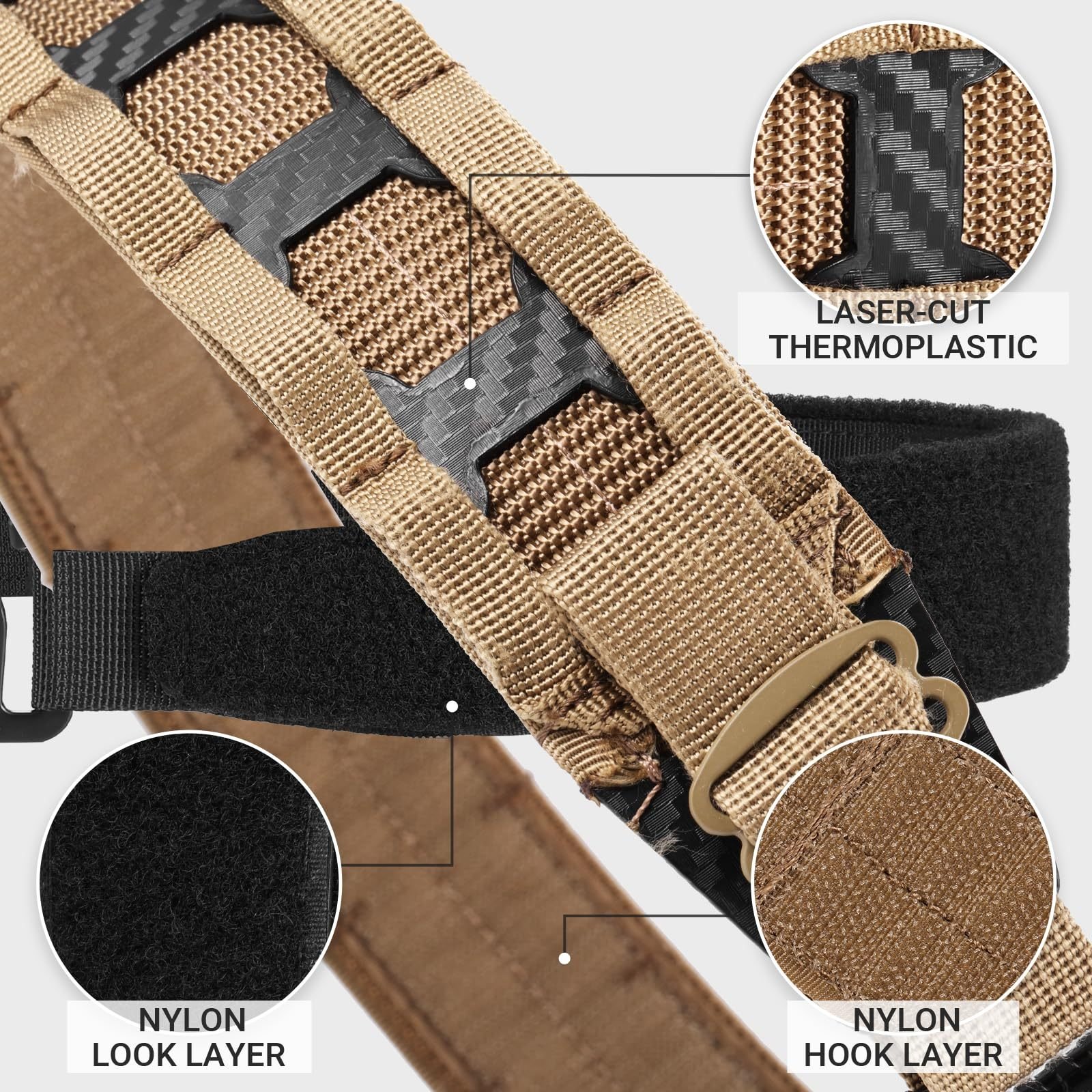 Tactical Belt MOLLE Battle Belt With Quick Release Buckle, Low Profile Laser-Cut Battle Belt For Range - Image 4
