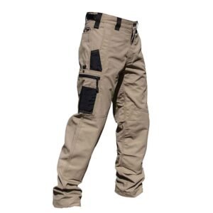Beetle Outdoor Tactics Men’s Spring And Autumn Breathable And Wearable Multi-pocket Loose Camouflage Cargo Pants – Khaki, XL