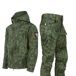 Ruins Russian Camouflage Shark Skin Shell Jacket Suit Fleece-lined Waterproof Tactical Suit – Russian Camouflage, XXXL