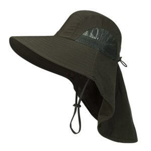 Summer Men’s Outdoor Protection UV Protection Sun Hat – Army Green, M