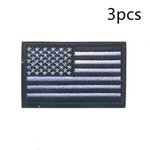 Velcro Label Stars And Stripes Embroidered Cloth Tips Qi Zhang – Black And White Left 3pcs