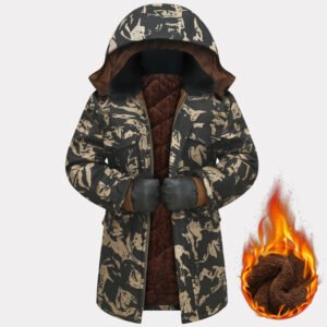 Winter Padded Coat Thickened Army Cotton – Black Hawk medium length, 4XL