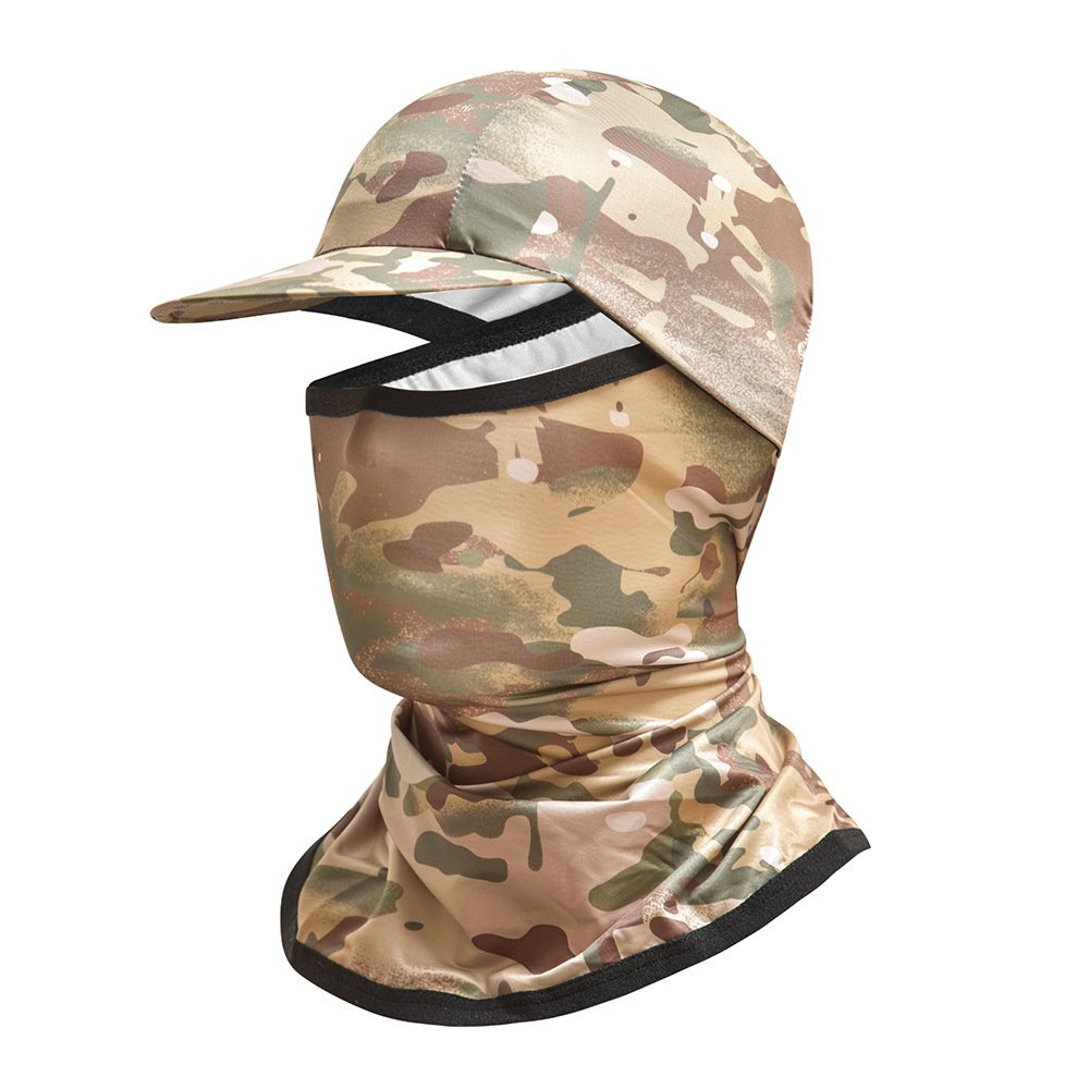 Camouflage Headgear Outdoor Cycling Mask Hiking Climbing Brim Hat Sun Protection Sunshade Ice Silk Mask Wholesale - Image 3