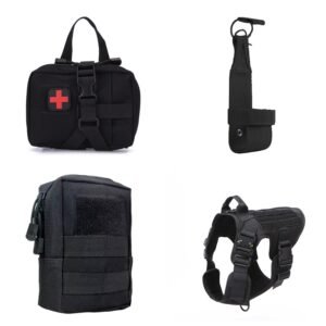 Tactical Dog Clothes Quick Disassembly Dog Vest Outdoor Pet Training Clothes – Black set A, M