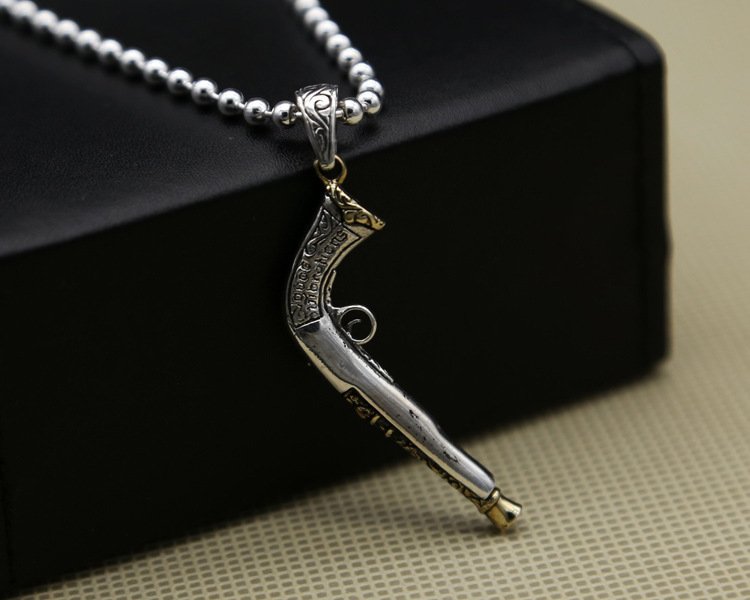 Medieval Western Pistol Fashion Thai Silver Necklace Pendant - Image 5