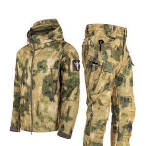 Ruins Russian Camouflage Shark Skin Shell Jacket Suit Fleece-lined Waterproof Tactical Suit – Ruins, 4XL