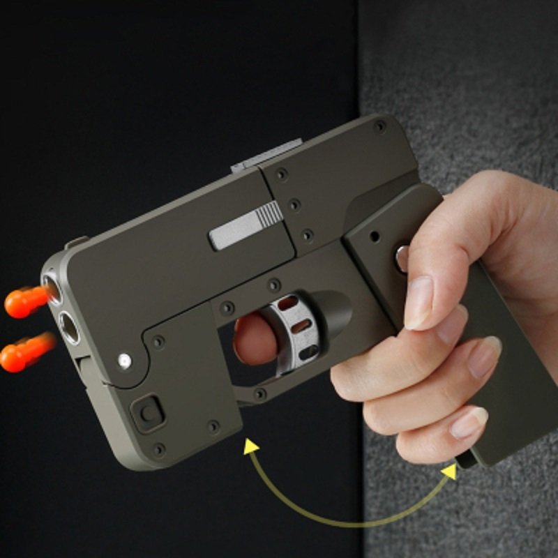 Harmless Folding Pistol Bullet Automatic Shell Throwing Toy Creative Soft Mobile Phone Appearance Gun Outdoor Interactive Kid Gift - Image 3