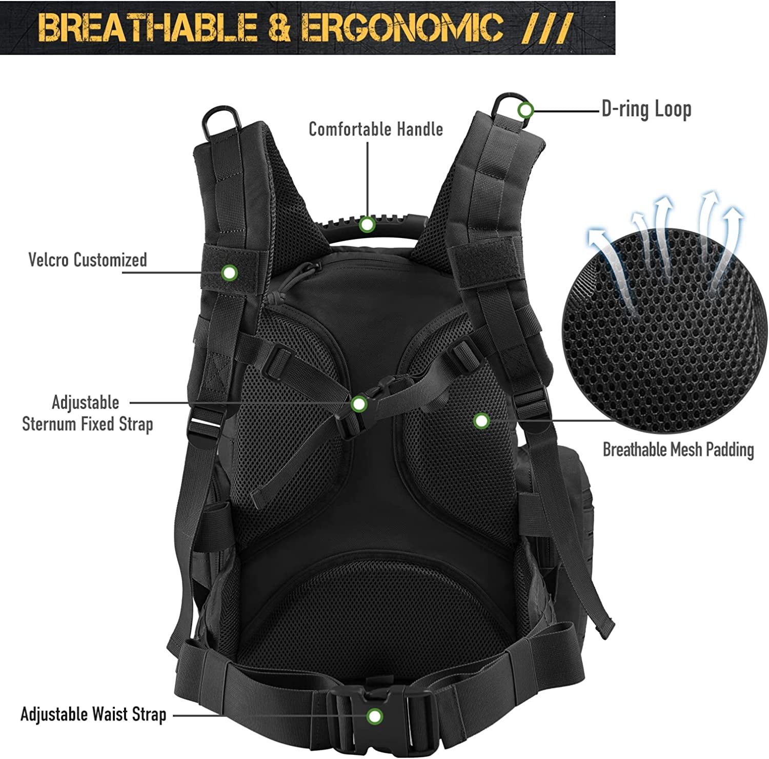 Tactical Range Backpack Bag, VOTAGOO Range Activity Bag For Handgun And Ammo, 3 Pistol Carrying Case For Hunting Shooting - Image 3