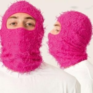 Balaclava Men’s And Women’s Knitted Camouflage Headgear Personality Fashion Wool Hat – Rose Red, 56 59cm
