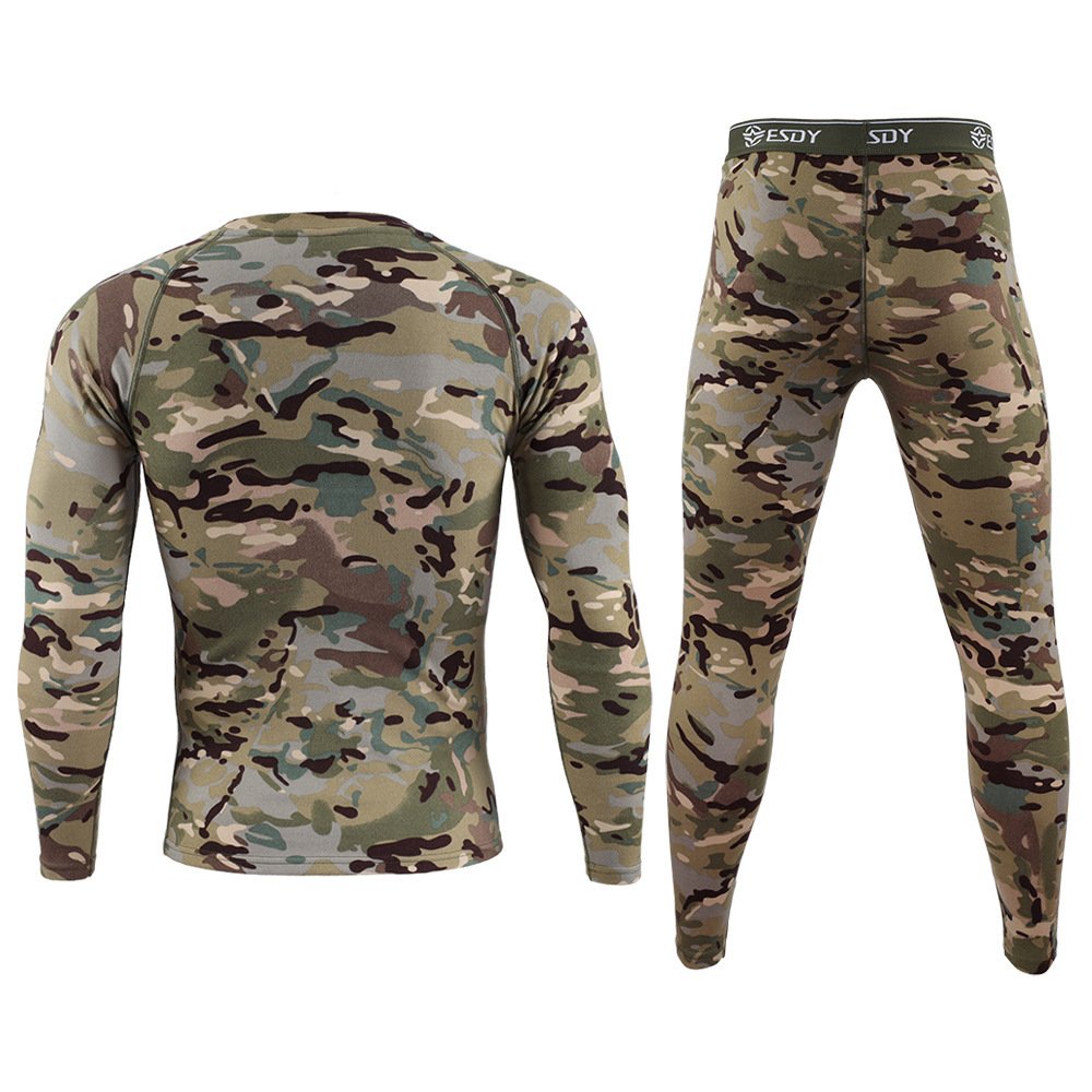ESDY Men's Exercise Camouflage Dralon Thermal Underwear Suit - Image 2