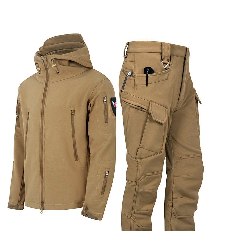 Ruins Russian Camouflage Shark Skin Shell Jacket Suit Fleece-lined Waterproof Tactical Suit - Image 5