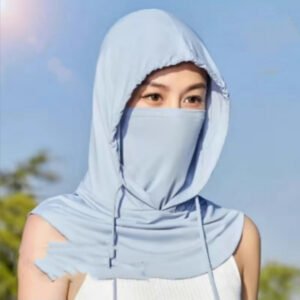 Sun Mask Men’s Full Face Ice Silk Breathable Scarf – Sky Blue