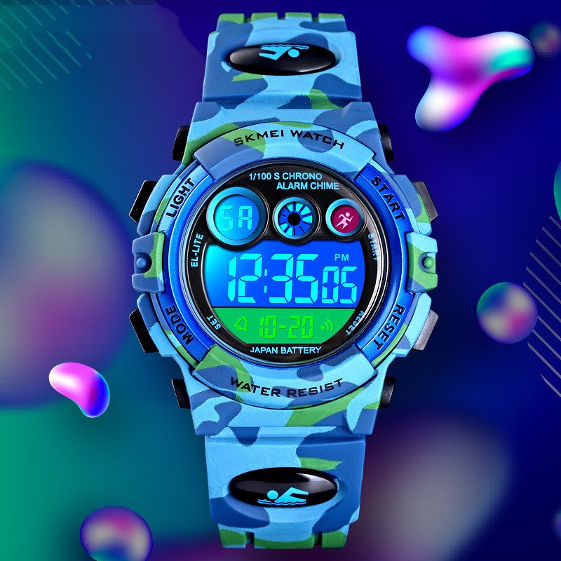 LED Lights Camouflage Military Waterproof Electronic Children's Watch - Image 6