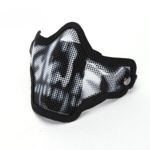 Steel Wire Half Face Tooth Guard Protective Mask – Skull black and white