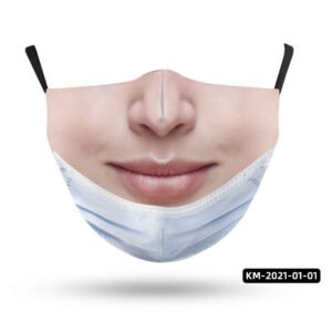 Strange Face Mask Parody Simulation Printing Adult – M