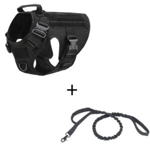 Outdoor Tactical Dog Vest For Large Dogs – Black set, XL