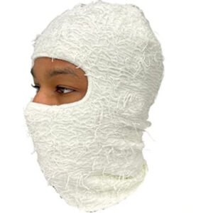 Balaclava Men’s And Women’s Knitted Camouflage Headgear Personality Fashion Wool Hat – White, 56 59cm